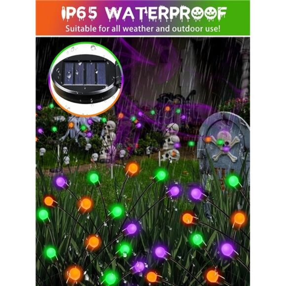 6 Pack Halloween Decorations Outdoor Solar Pathway Lights, Solar Firefly Lights - Picture 6 of 7